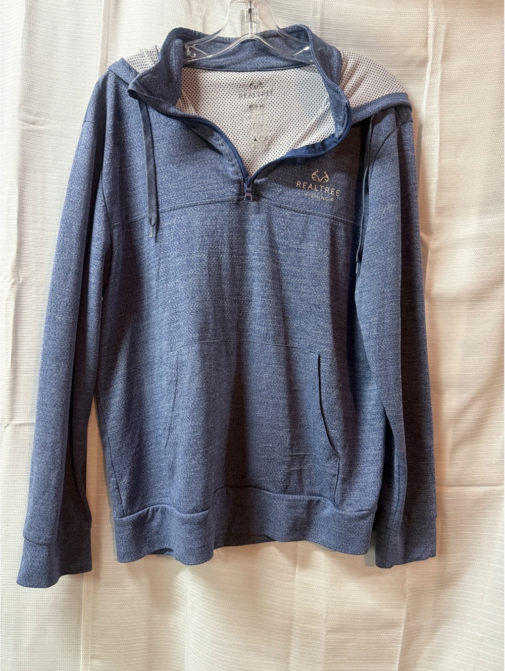 Realtree Fishing Men's Blue Heather Pullover Hoodie Size M (38-40)